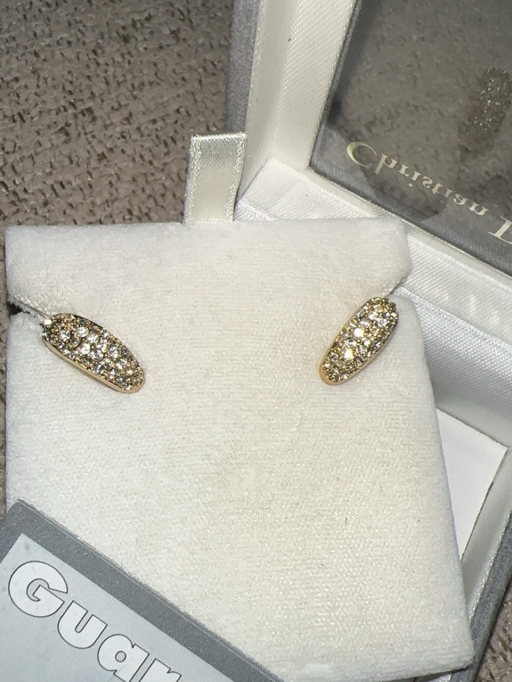 Dior Gold Crystal Pavé Oval Studs